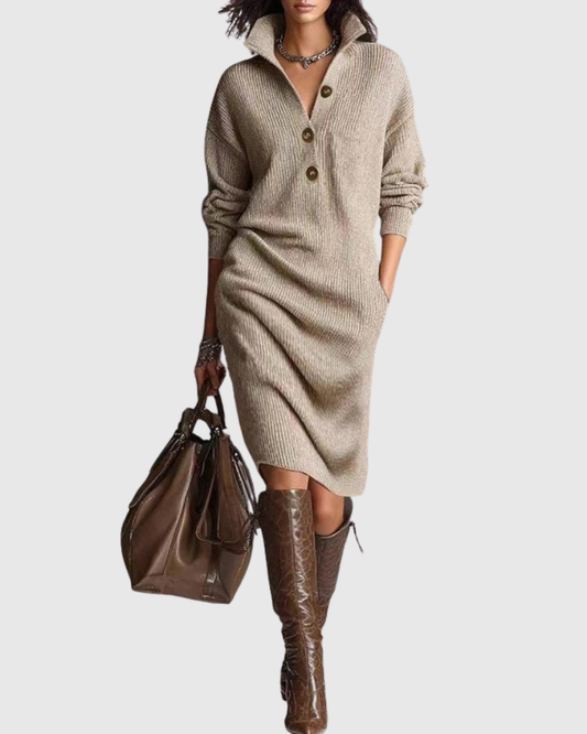 Corinna | Pure Wool Winter Knit Midi Dress