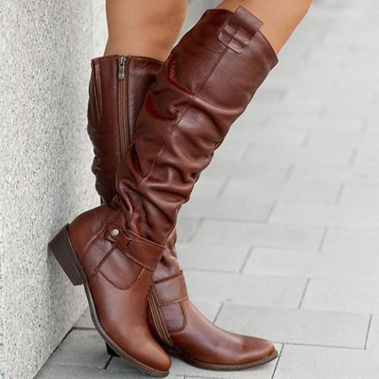 Serenya | Elegant Knee-High Boots with Low Heel
