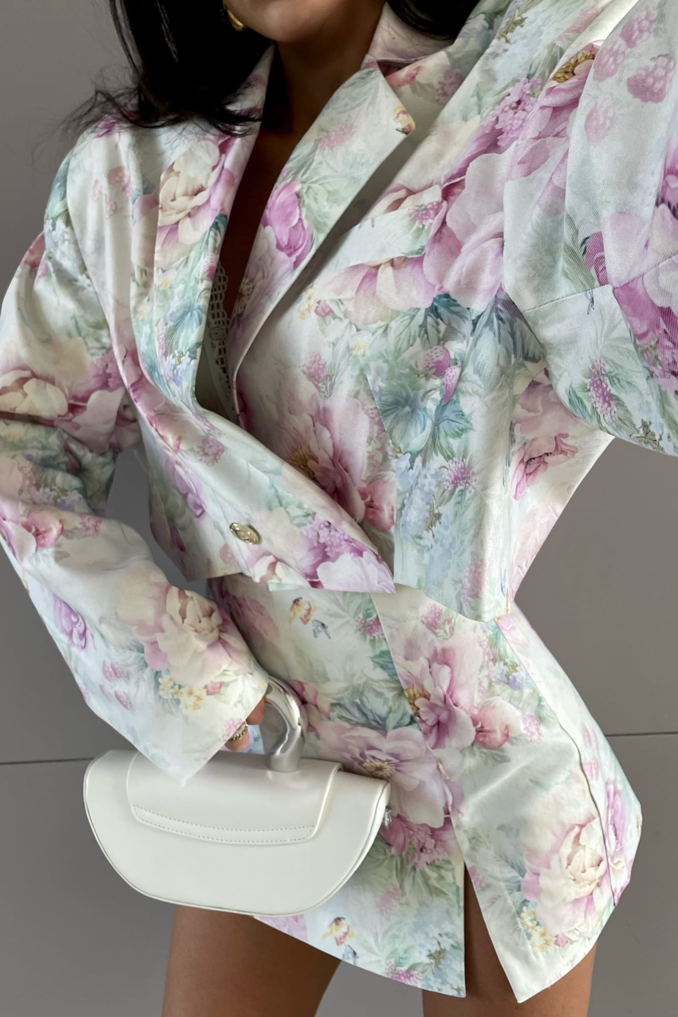 Fleur | Floral Blazer & Mid-Waist Pants Set – Long Sleeves