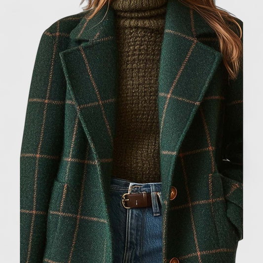Aveline™ – Classic Elegance Check Coat