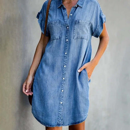 Marceline | Denim Dress with Buttons and Belt