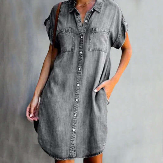Marceline | Denim Dress with Buttons and Belt