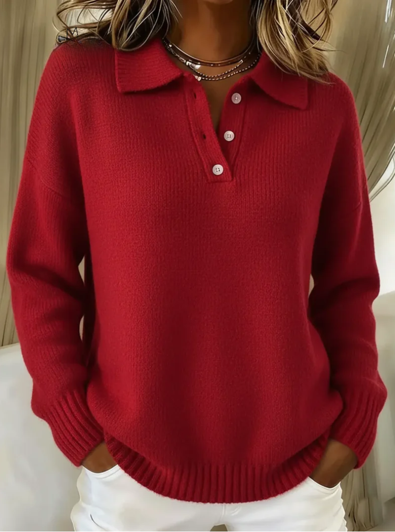 Charlotte | Soft Knit Polo Sweater