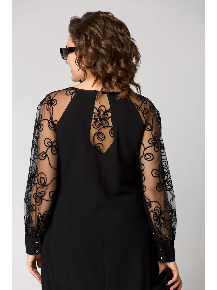 Ravelle | Elegant Black Dress with Lace Sleeves