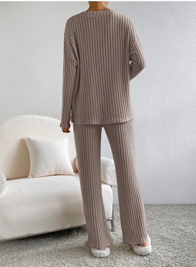Noëlle | Casual Knitted Trouser Set with V-Neck 