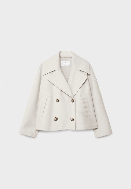 Céline | Chic Short Coat with Double Row Button Closure