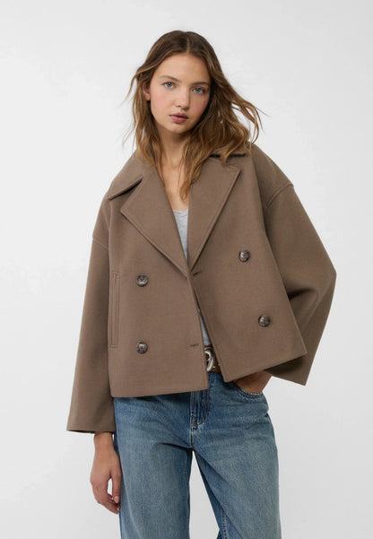 Céline | Chic Short Coat with Double Row Button Closure