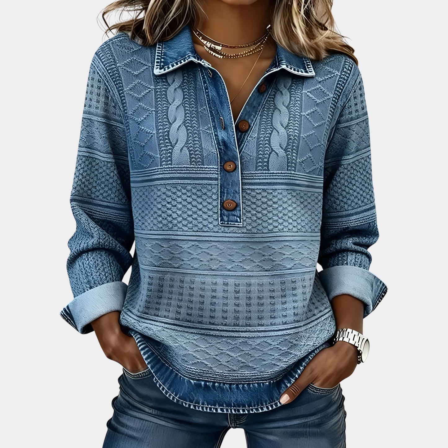 Maevara | Collared Half-Button Sweater