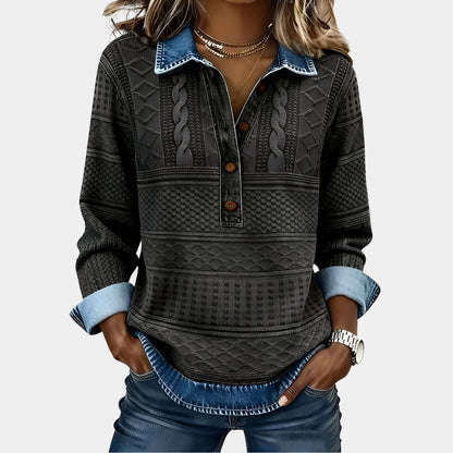 Maevara | Collared Half-Button Sweater
