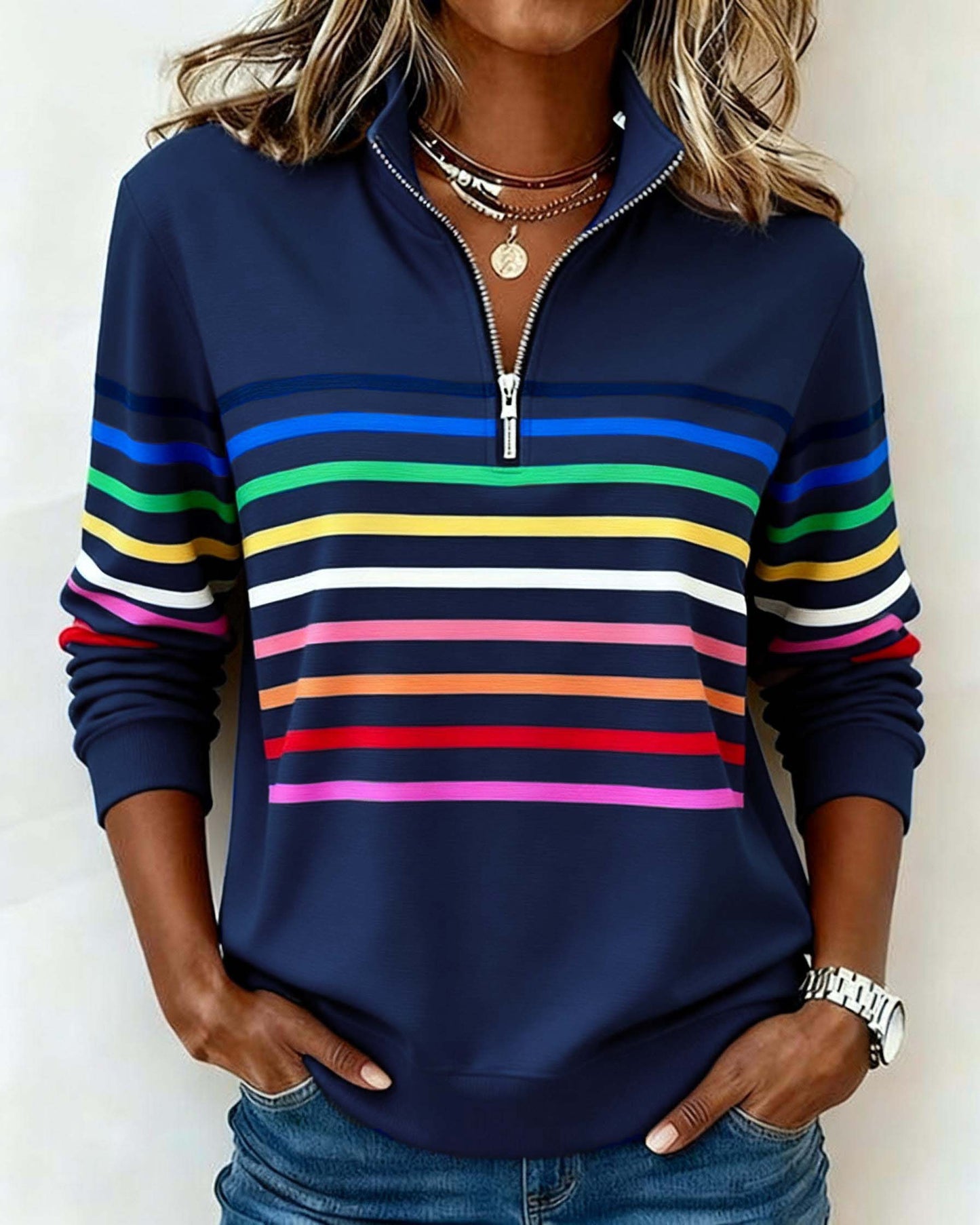 Zalara | Half-Zip Statement Sweatshirt 