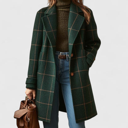 Aveline™ – Classic Elegance Check Coat